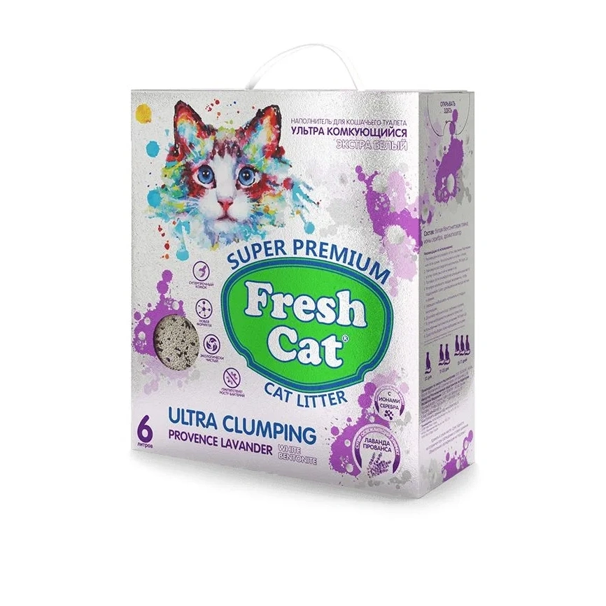 Наполнитель Fresh Cat Лаванда комкующийся, с ароматом лаванды, 5,16 кг / 6 л фото 1