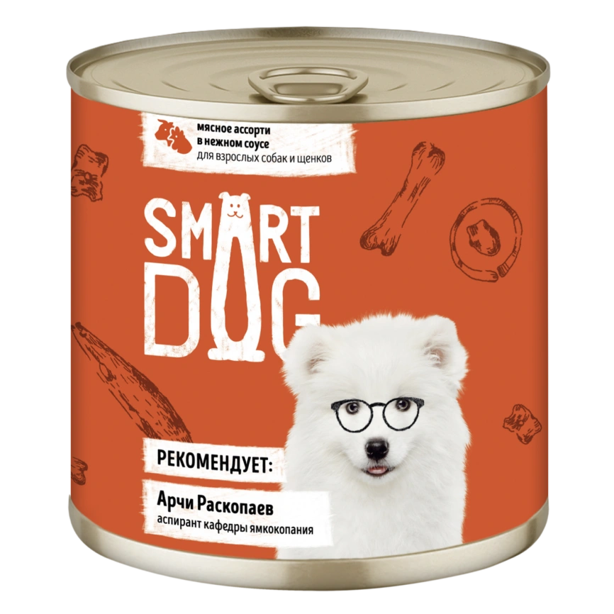 Влажный корм Smart Dog Meat Assortment для взрослых собак и щенков, мясное ассорти в нежном соусе, 85 г фото 1