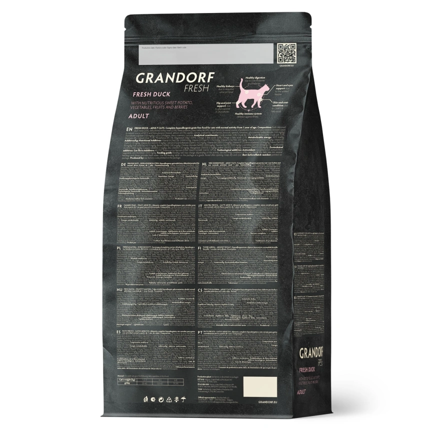 Сухой корм Grandorf Fresh Cat Duck & Sweet Potato для взрослых кошек, диетическая формула для особо аллергичных кошек утка, с бататом, 400 г фото 2