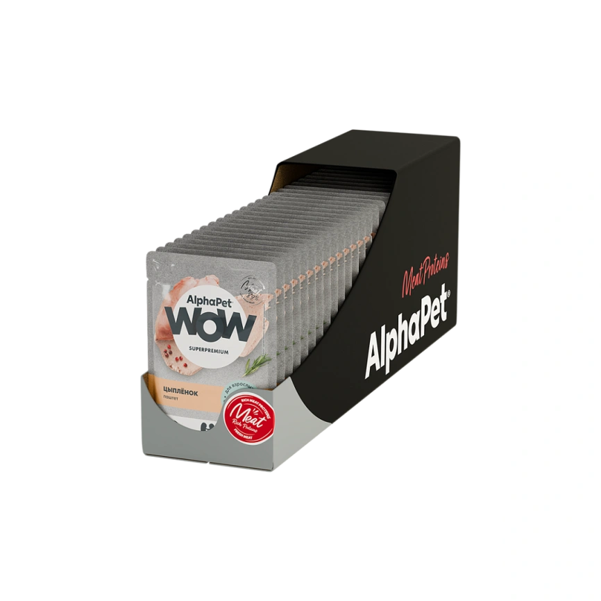 Влажный корм ALPHAPET WOW Superpremium для взрослых кошек цыпленок, 85 г фото 3