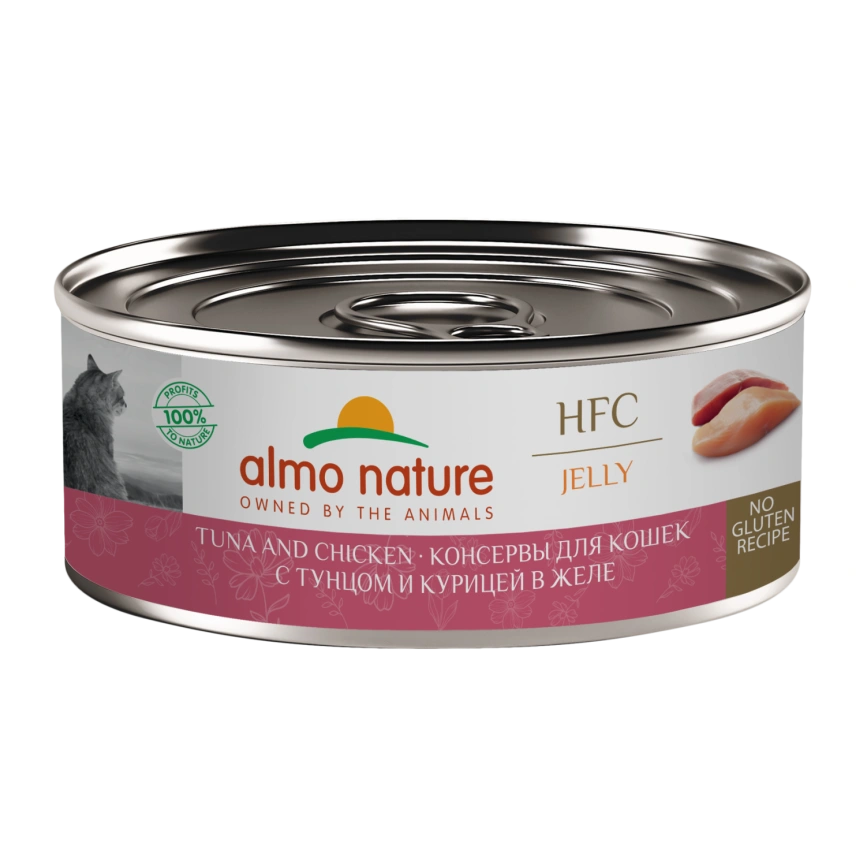 Влажный корм Almo Nature Tuna & Chicken для кошек, с тунцом и курицей в желе, 100 г фото 1