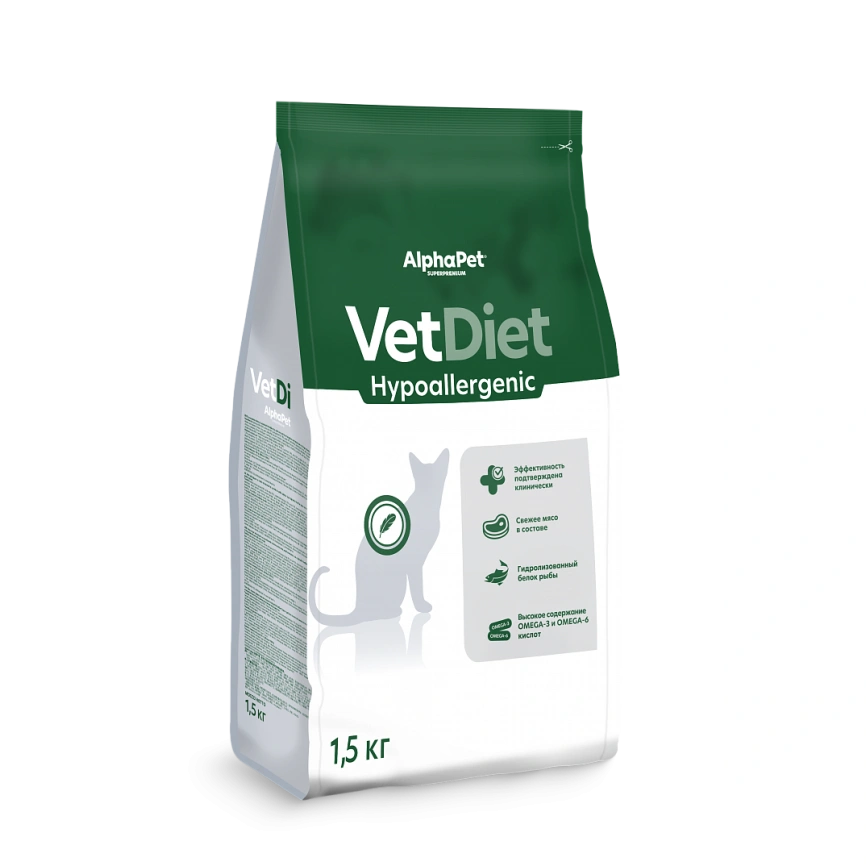 Сухой корм ALPHAPET Veterinary Diet Hypoallergenic Adult Cat, 1,5 кг фото 2
