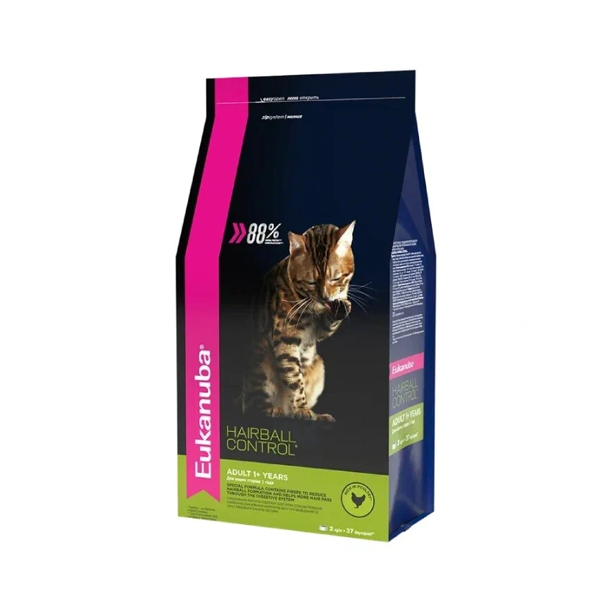 Сухой корм Eukanuba Hairball Control для взрослых кошек, для выведения шерсти из желудка, 400 г фото 1