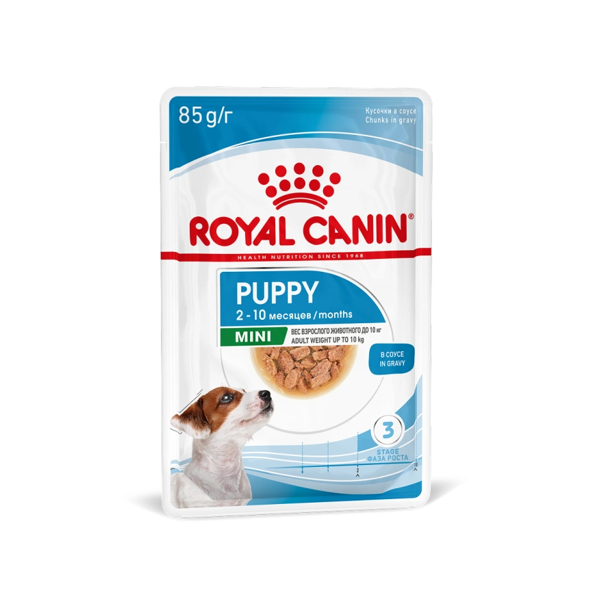 Влажный корм Royal Canin Mini Puppy в соусе для щенков мелких пород до 10 месяцев, пауч, 85 г фото 16