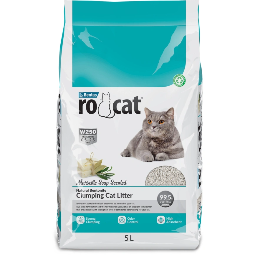 Наполнитель Ro Cat для кошачьего туалета, комкующийся без пыли, с ароматом марсельского мыла, 5 л фото 1