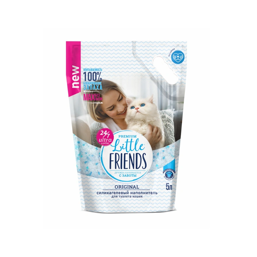 Наполнитель Little Friends Original силикагелевый для кошачьих туалетов, 5 л фото 1