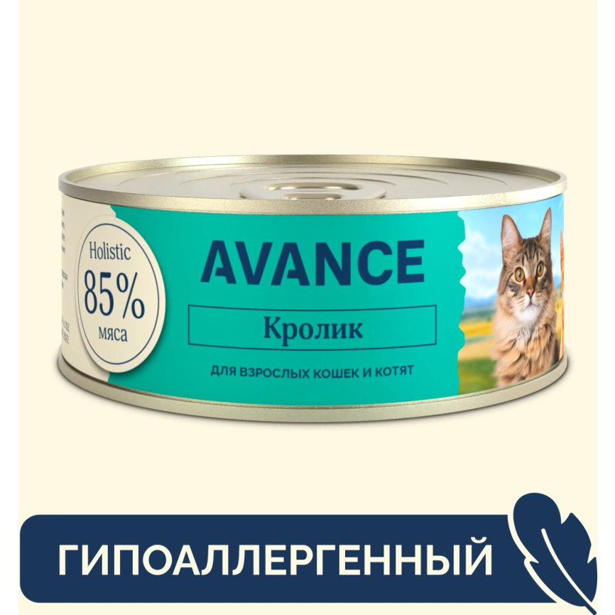 Влажный корм AVANCE holistiс Rabbit для котят и кошек, с кроликом, 100 г фото 1