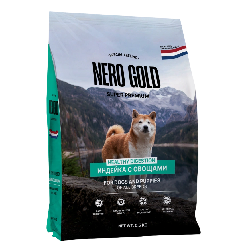 Сухой корм NERO GOLD Turkey & Vegetables для собак и щенков, с мясом индейки и овощами, 500 г фото 1