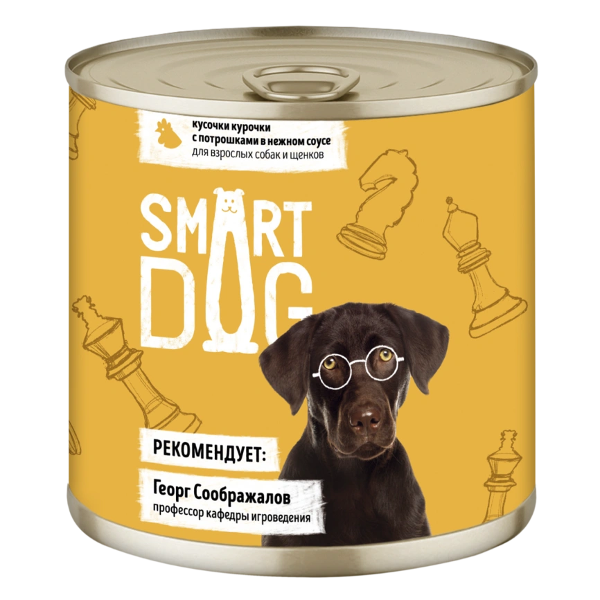 Влажный корм Smart Dog Chicken & Giblets для взрослых собак и щенков, кусочки курочки, с потрошками в нежном соусе, 85 г фото 1