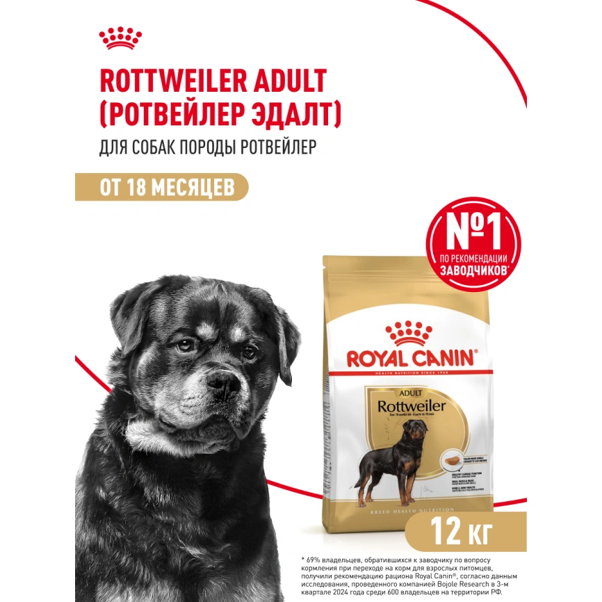 Сухой корм Royal Canin Rottweiler Adult для взрослых собак, 12 кг фото 13