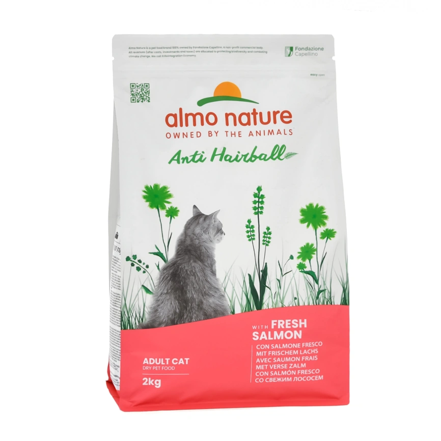 Сухой корм Almo Nature Hairball Salmon для взрослых кошек со свежим, с лососем, 2 кг фото 1