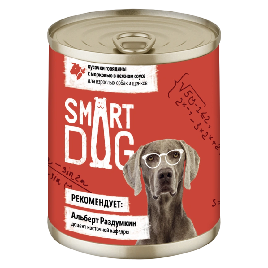 Влажный корм Smart Dog Beef & Carrot для взрослых собак и щенков, кусочки говядины, с морковью в нежном соусе, 240 г фото 1