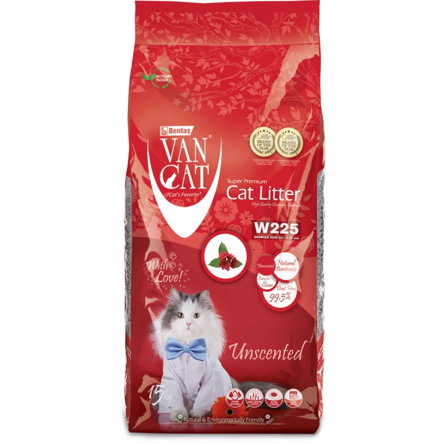 Наполнитель Van Cat для кошачьего туалета, комкующийся без пыли, натуральный, 18 л фото 1