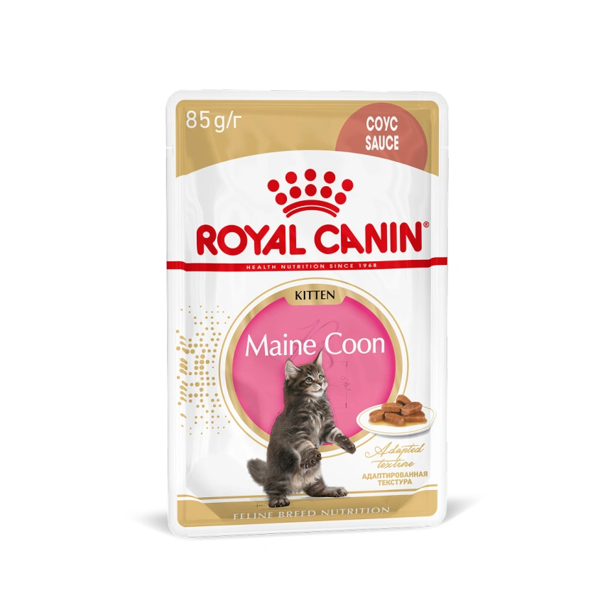 Влажный корм Royal Canin Maine Coon Kitten в соусе для котят породы мейн-кун и других крупных пород старше 3 месяцев, пауч, 85 г фото 11