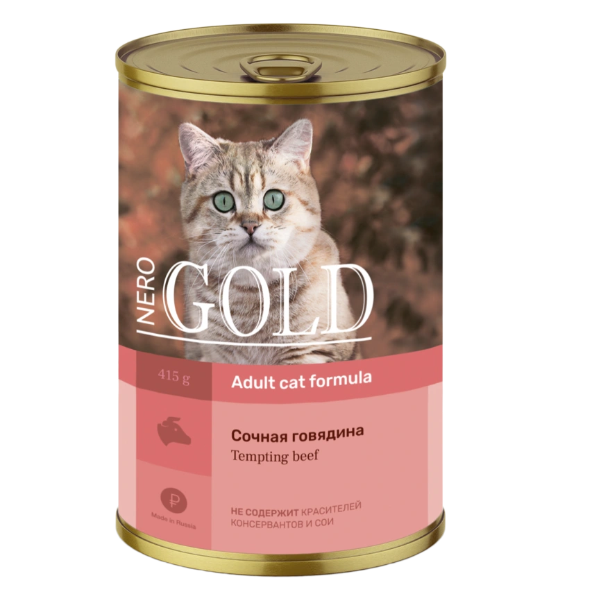 Влажный корм Nero Gold Beef для кошек "Сочная говядина", 415 г фото 1