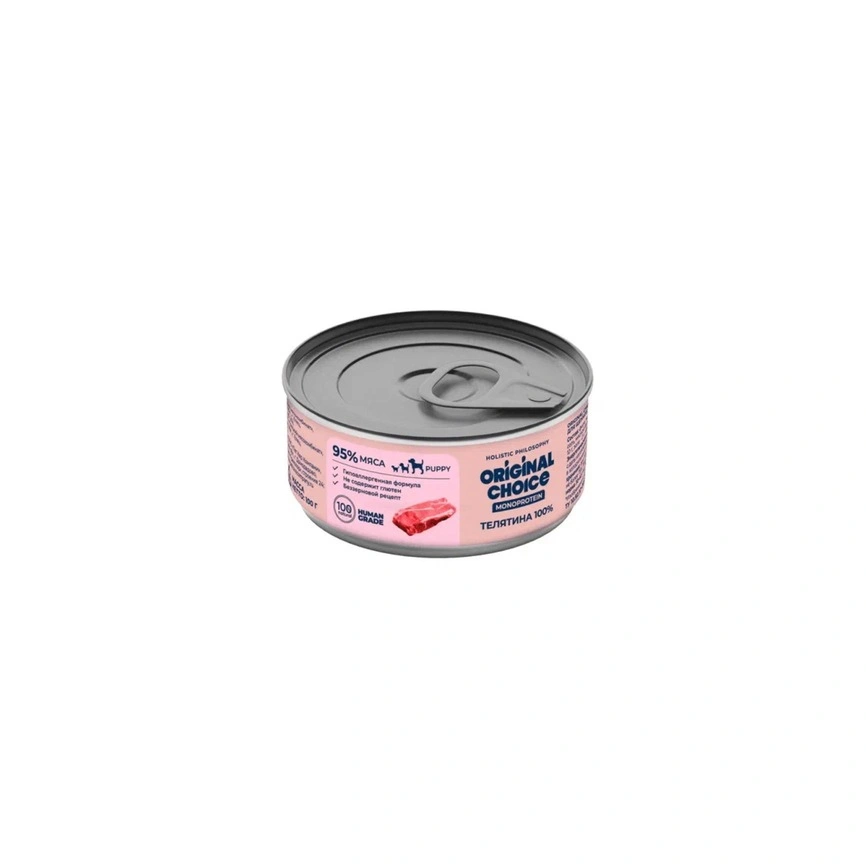 Влажный корм ORIGINAL CHOICE Monoprotein Puppy Veal для щенков, с телятиной, 100 г фото 1