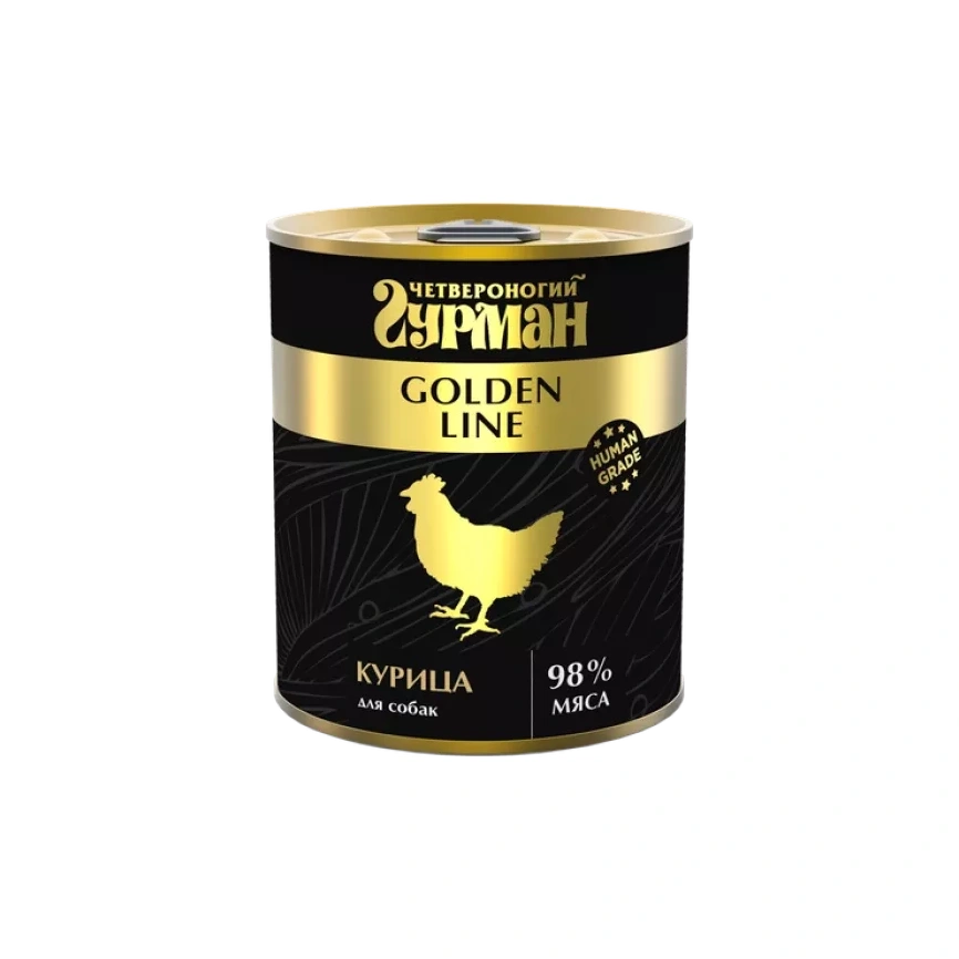 Влажный корм Четвероногий Гурман Золотая линия Chicken для собак, курица натуральная в желе, 340 г фото 1