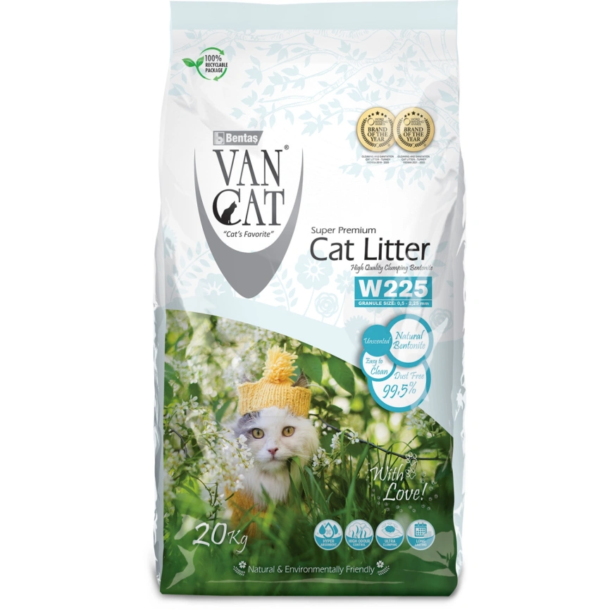 Наполнитель Van Cat для кошачьего туалета, комкующийся без пыли, натуральный, 24 л фото 1