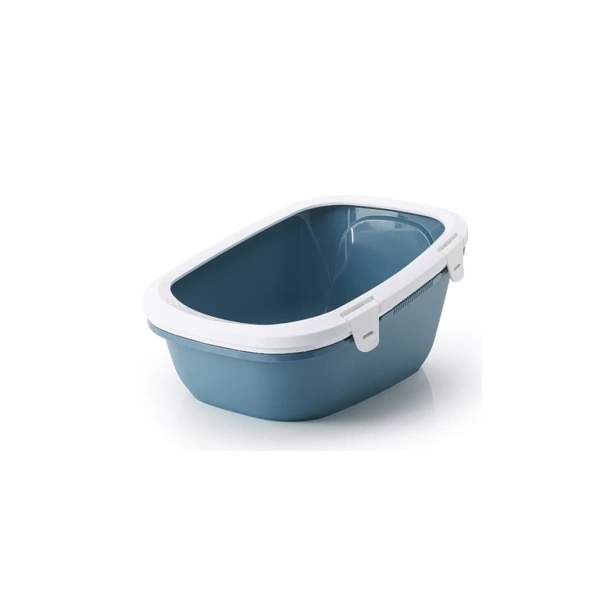 Туалет SAVIC Simba Soft для кошек, с бортом белый голубой камень фото 1