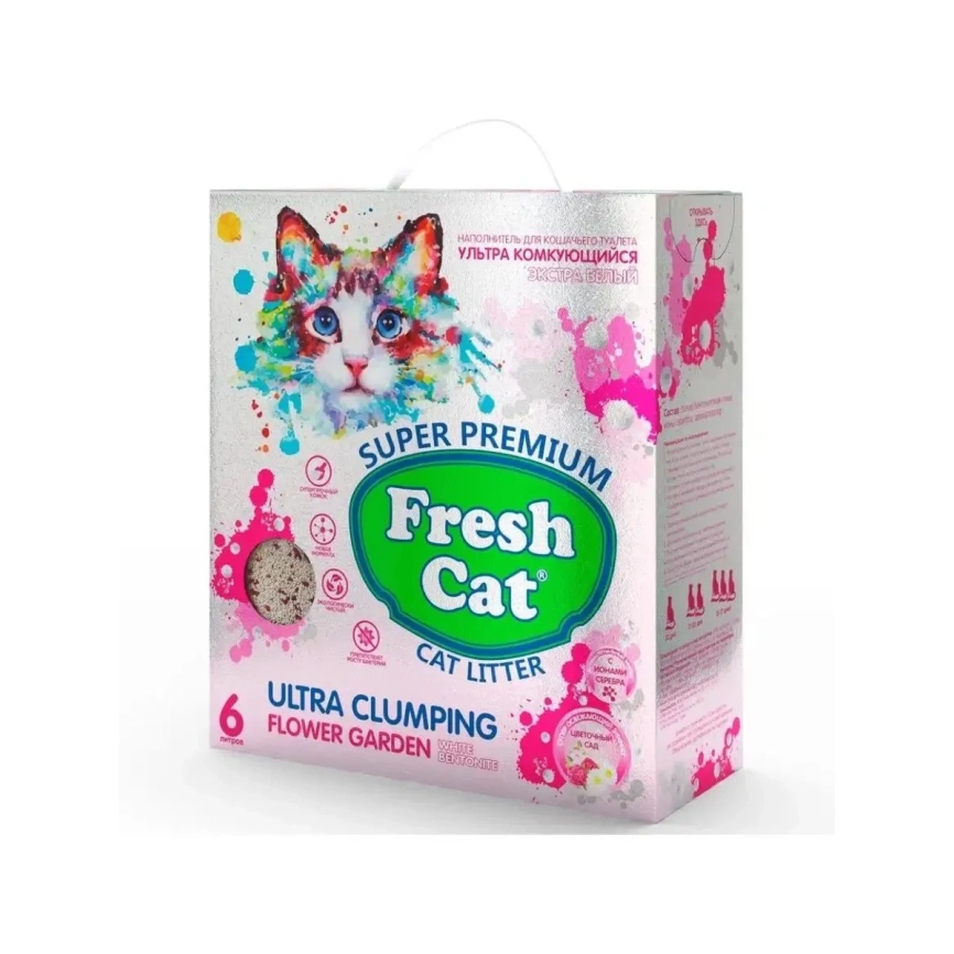 Наполнитель Fresh Cat Цветущий сад комкующийся, с ароматом цветущего сада, 5,16 кг / 6 л фото 1