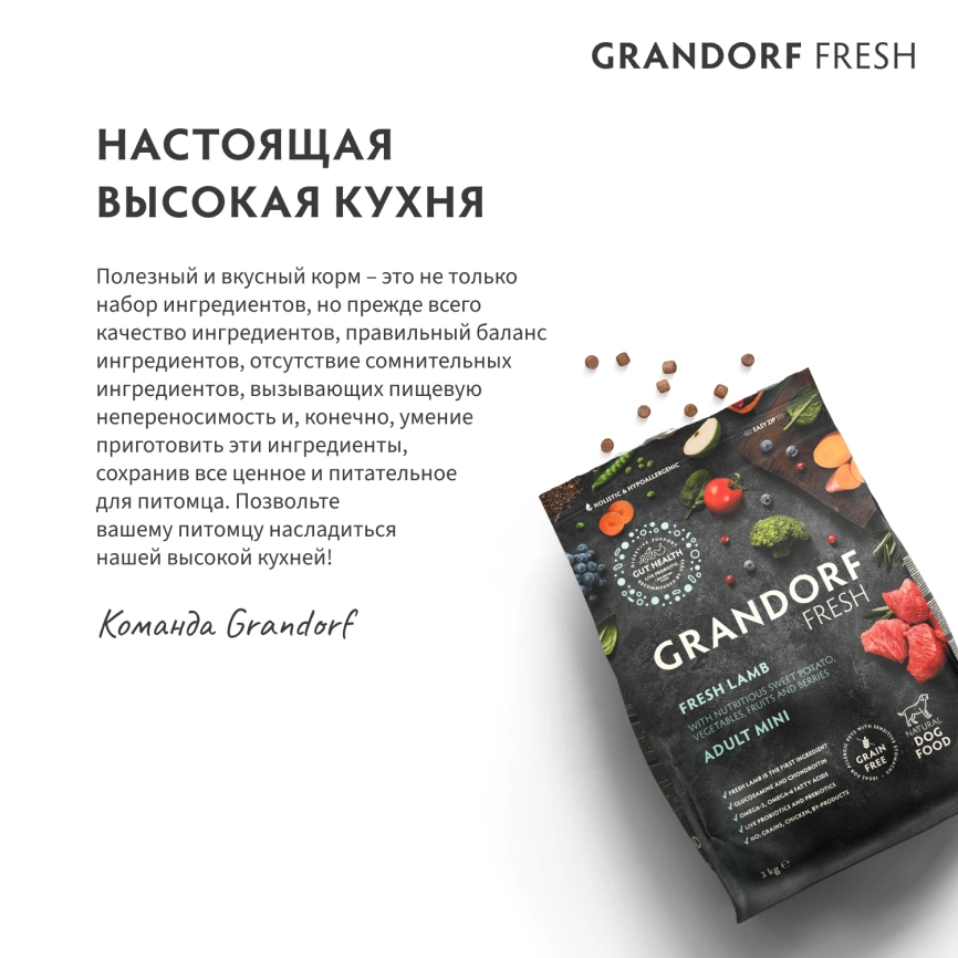 Сухой корм Grandorf Fresh Dog Salmon & Sweet Potato для взрослых собак мелких пород для здоровья кожи и шерсти лосось, с бататом, 3 кг фото 7