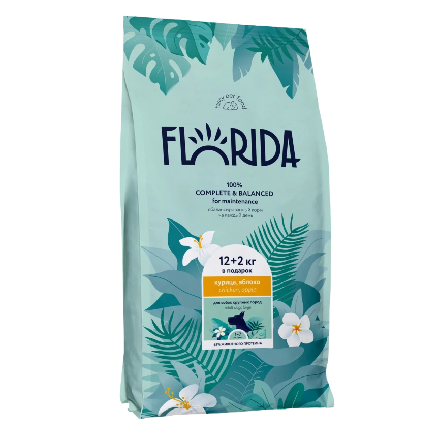 Сухой корм FLORIDA Maxi Adult Chicken & Apple для взрослых собак крупных пород, с курицей и яблоком, 14 кг фото 1
