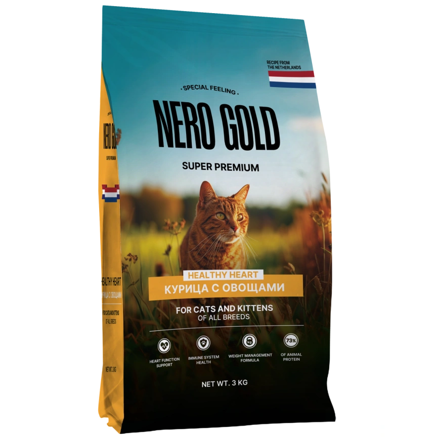 Сухой корм NERO GOLD Chicken & Vegetables для кошек и котят, с мясом курицы и овощами, 3 кг фото 1
