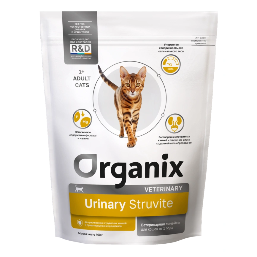 Сухой корм Organix Preventive Line URINARY Struvite для взрослых кошек для растворения струвитных камней и предотвращения их рецидивов, 400 г фото 1
