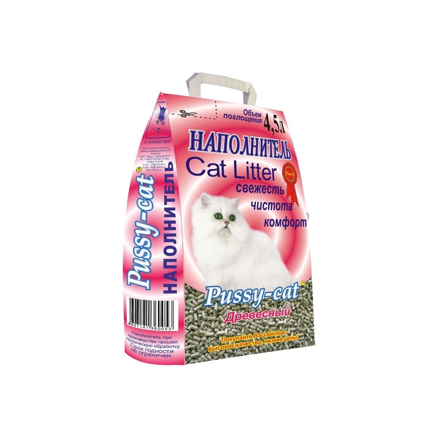 Наполнитель Pussy-Cat древесный для кошачьих туалетов, 4,5 л фото 1