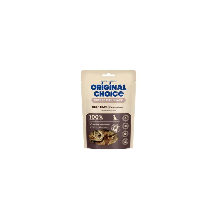 Лакомство ORIGINAL CHOICE для собак, уши говяжьи, 50 г фото 1