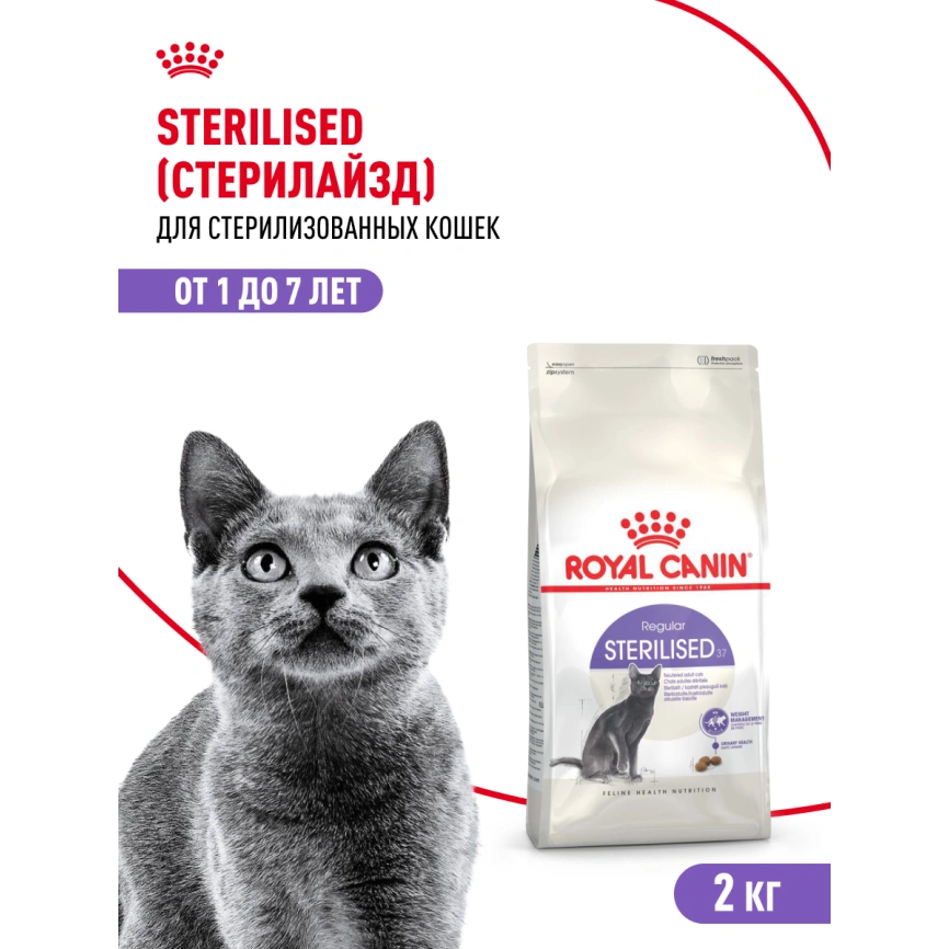 Сухой корм Royal Canin Sterilised для кастрированных котов и стерилизованных кошек, 2 кг фото 13