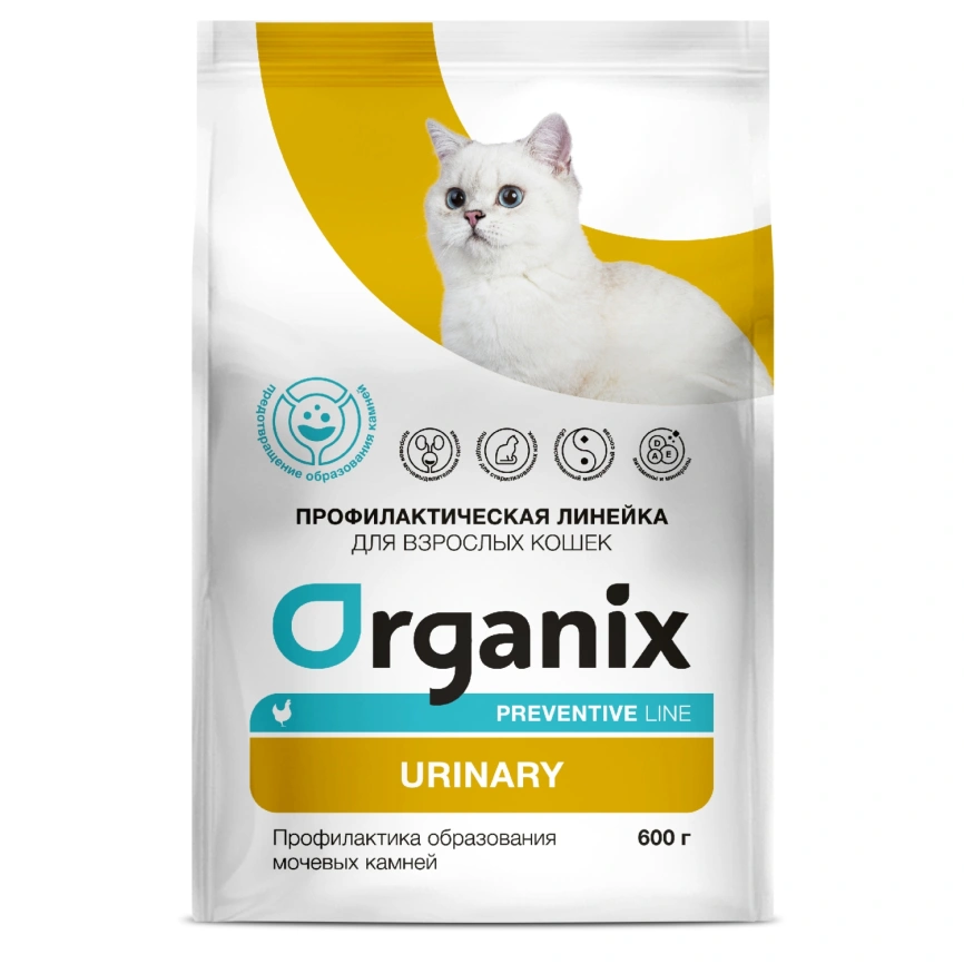 Сухой корм Organix Preventive Line Urinary для кошек профилактика образования мочевых камней, 600 г фото 1