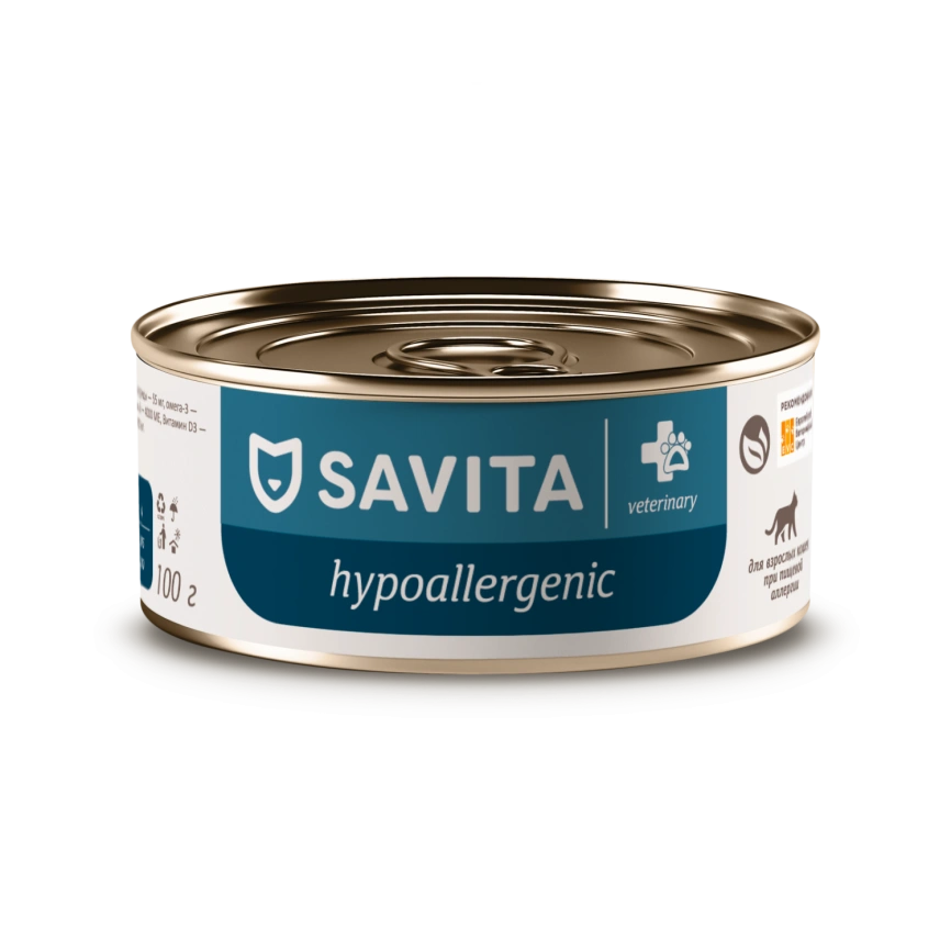 Влажный корм SAVITA Preventive Line Hypoallergeniс для взрослых кошек при пищевой аллергии, 100 г фото 1
