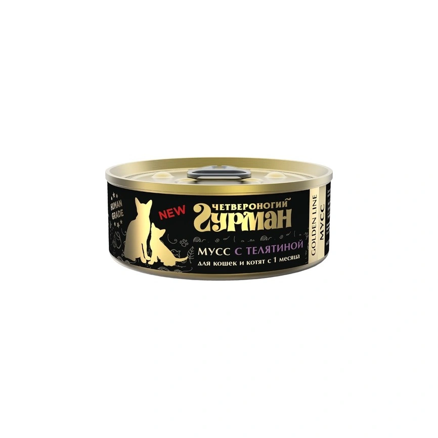 Влажный корм Четвероногий Гурман Golden line Veal для кошек и котят мусс, с телятиной, 100 г фото 1