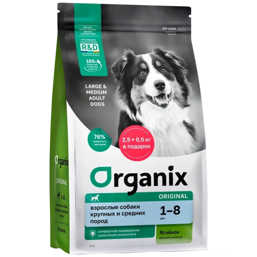 Сухой корм Organix Adult Large & Medium Lamb & Vegetables для взрослых собак крупных и средних пород, с ягненком, фруктами и овощами, 3 кг фото 1