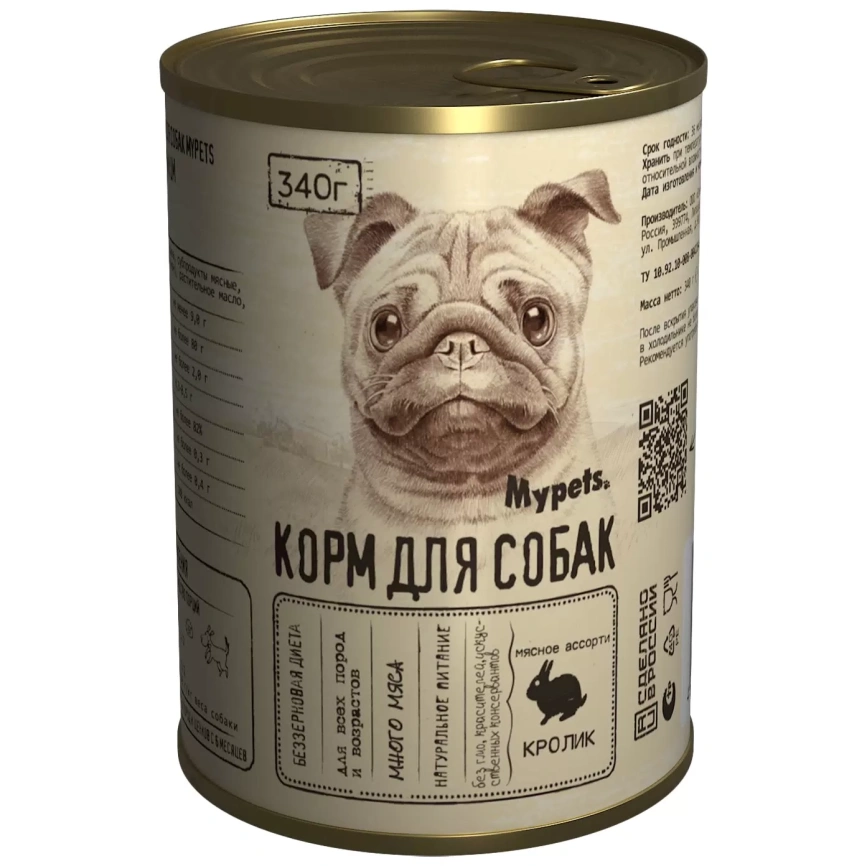 Влажный корм MYPETS Rabbit для собак, с кроликом, 340 г фото 1