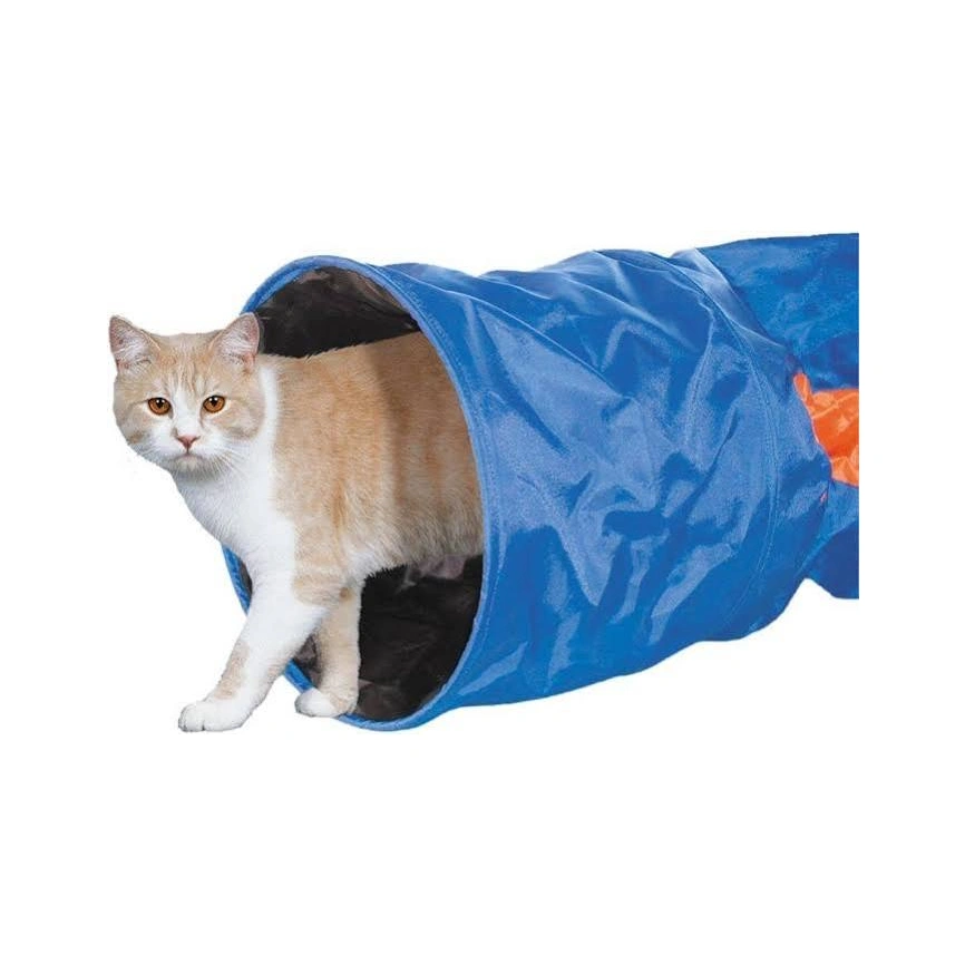 Игрушка NOBBY для кошек, Тоннель, нейлон синий, 30 см х 115 см фото 1