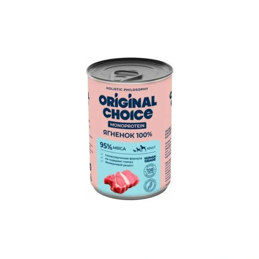 Влажный корм ORIGINAL CHOICE Monoprotein Adult Lamb для собак всех пород, с ягненком, 340 г фото 1