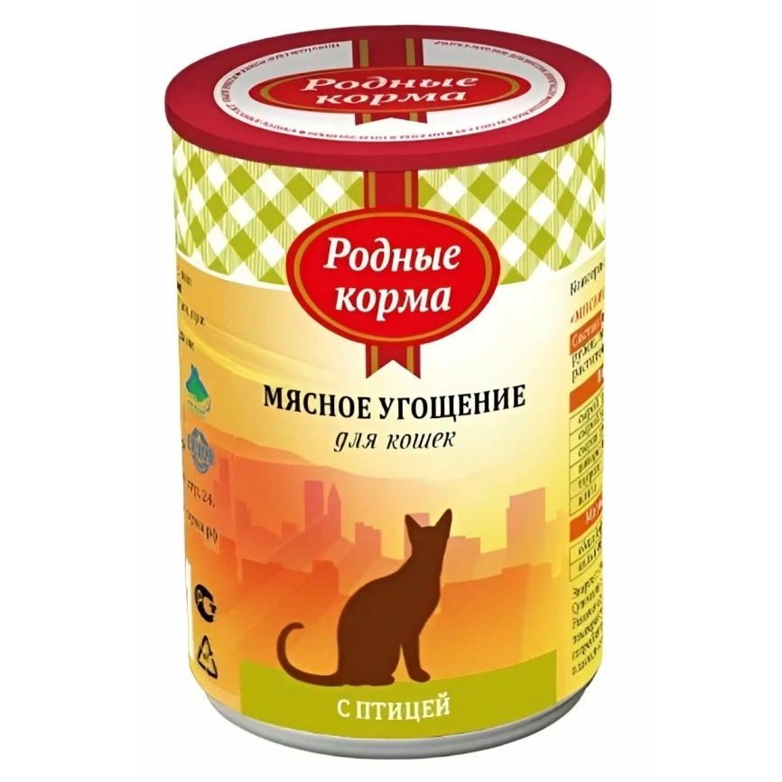 Влажный корм Родные корма Poultry мясное угощение для кошек, с птицей, 340 г фото 1