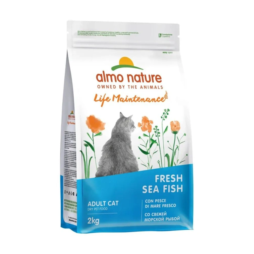 Сухой корм Almo Nature Fish & Rice для взрослых кошек со свежей морской рыбой и коричневым рисом, 2 кг фото 1
