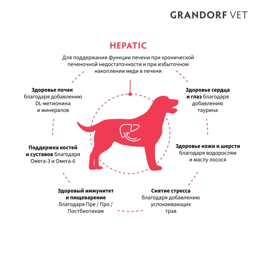 Сухой корм Grandorf Veterinary Hepatiс для собак при заболеваниях печени, 1 кг фото 2