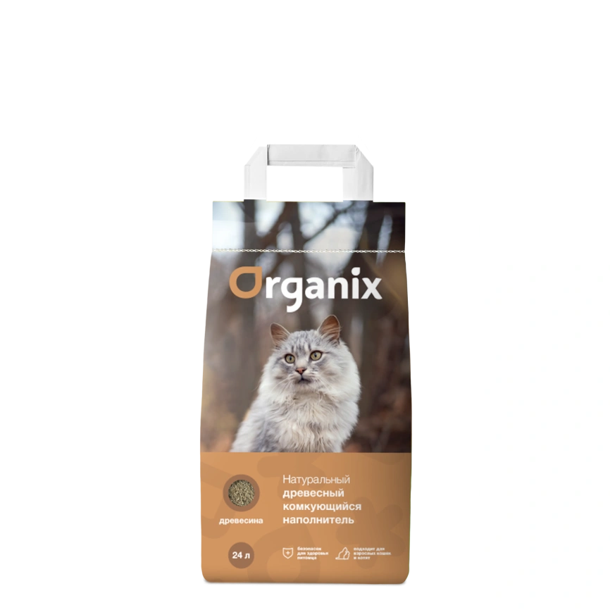 Наполнитель Organix для кошачьего туалета, древесный комкующийся для кошачьего туалета, 24 л фото 1