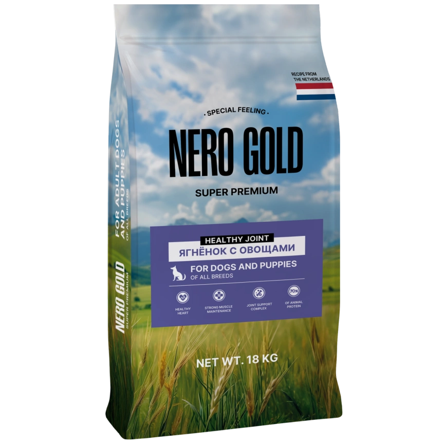 Сухой корм NERO GOLD Lamb & Vegetables для собак и щенков, с мясом ягненка и овощами, 18 кг фото 1