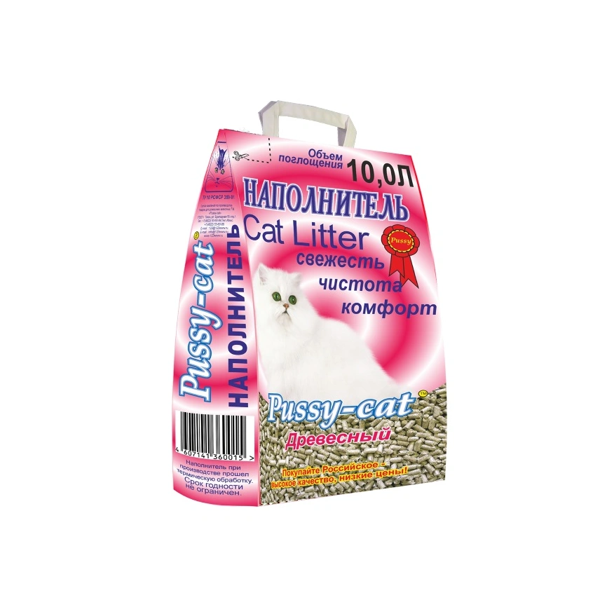 Наполнитель Pussy-Cat древесный для кошачьих туалетов, 10 л фото 1