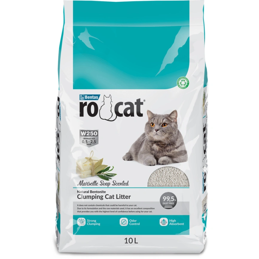 Наполнитель Ro Cat для кошачьего туалета, комкующийся без пыли, с ароматом марсельского мыла, 10 л фото 1