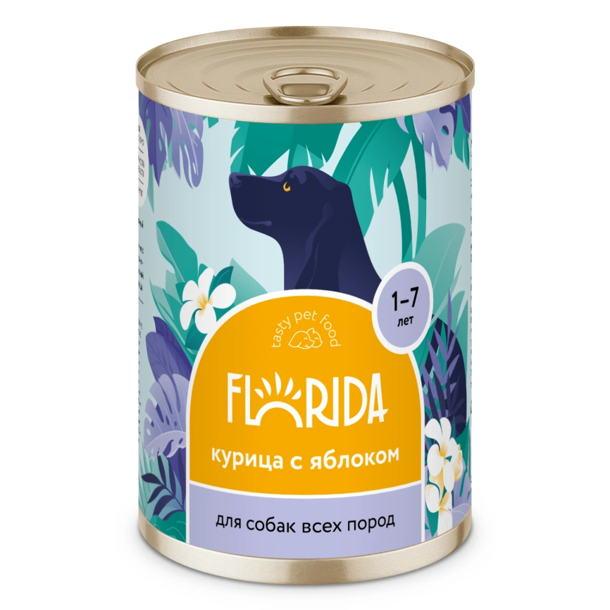 Влажный корм FLORIDA Chicken & Apple для собак, с курицей с яблоком, 400 г фото 1