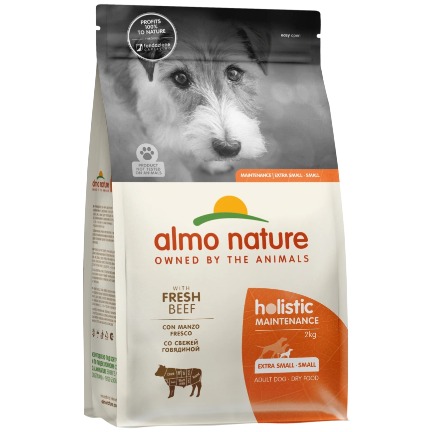 Сухой корм Almo Nature Beef & Rice для взрослых собак малых пород со свежей говядиной и коричневым рисом, 2 кг фото 1