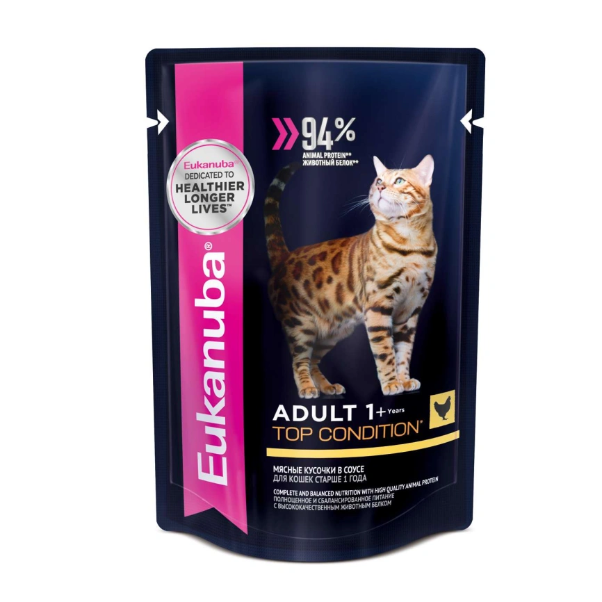 Влажный корм Eukanuba Top Condition Chicken для взрослых кошек, с курицей, 85 г фото 1