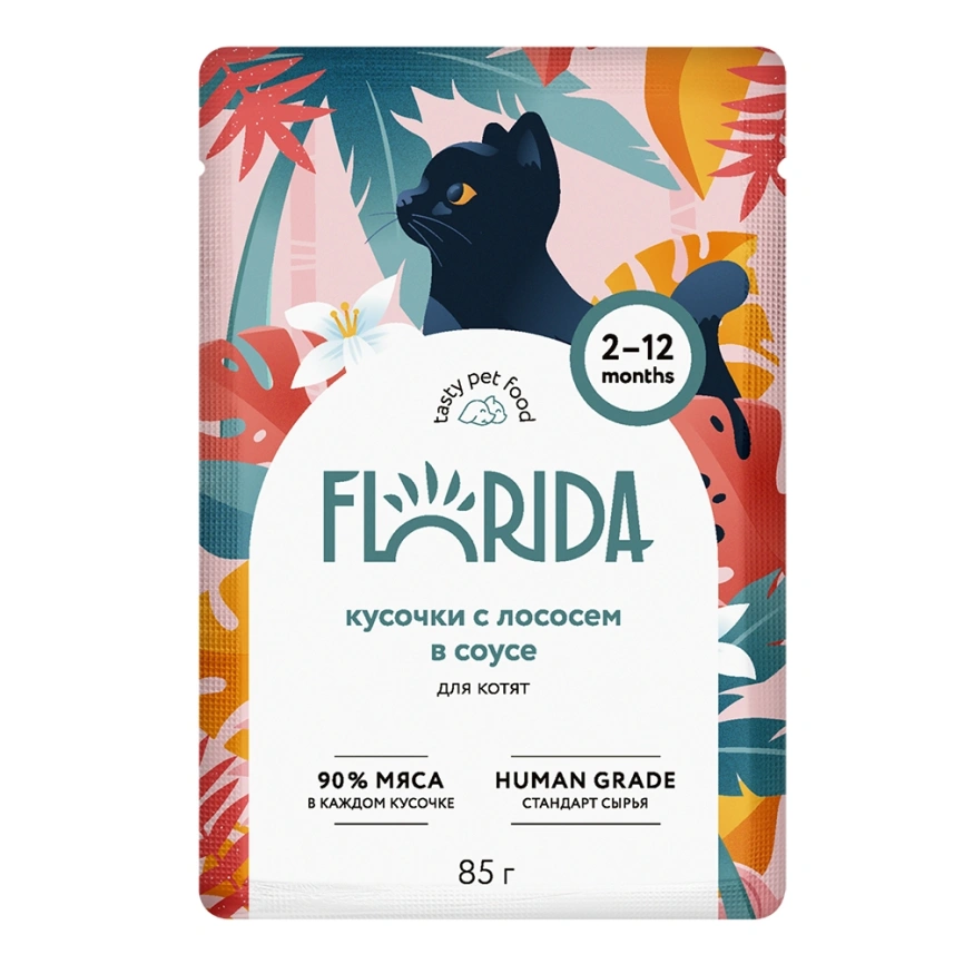 Влажный корм FLORIDA Salmon для котят, с лососем в соусе, 85 г фото 1