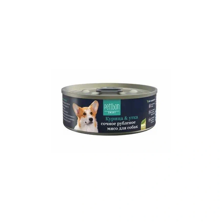 Влажный корм Petibon Smart Chicken & Duck для собак, рубленое мясо, с курицей и уткой, 100 г фото 1